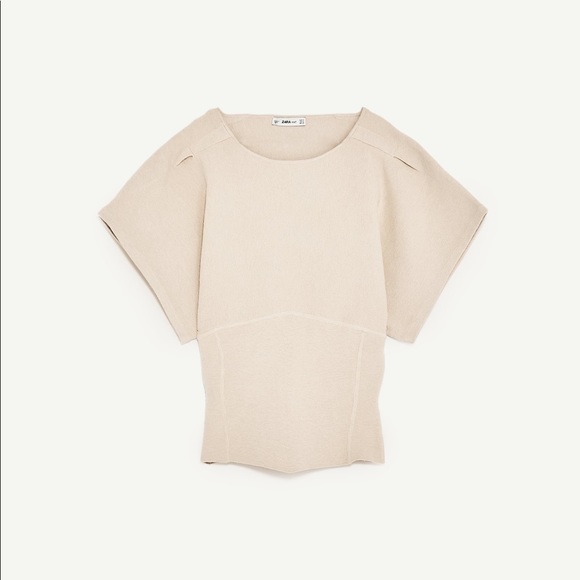 NWOT Zara Beige Corset Style Kimono Sleeve Sweater - Picture 6 of 8